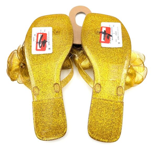 Jeffrey Campbell Fleuris Jelly Flip Flop Thong Sandal Women's Gold Size US8 EU39 - Picture 4 of 7